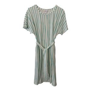 NWT LuLaRoe Marly dress, striped green and white, size Large, has pockets